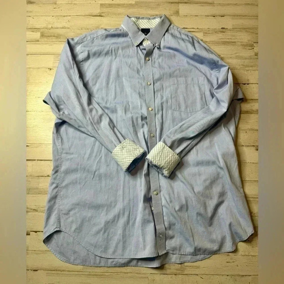 TAILORBYRD Shirt Mens XXl Long Sleeve Button Down Light Blue Solid - Picture 14 of 14